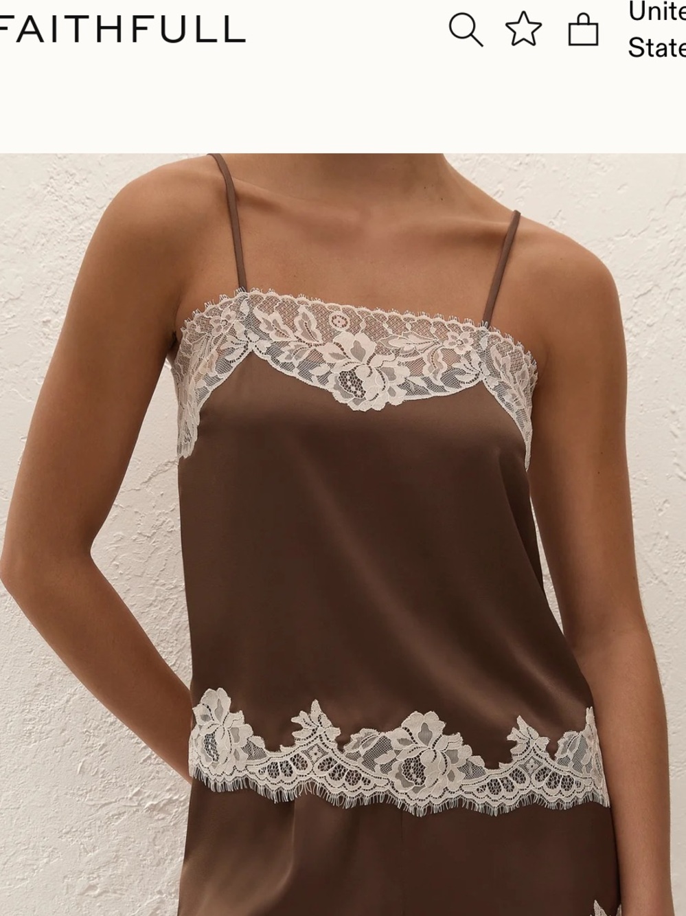 Faithfull the brand marisole brown lace top